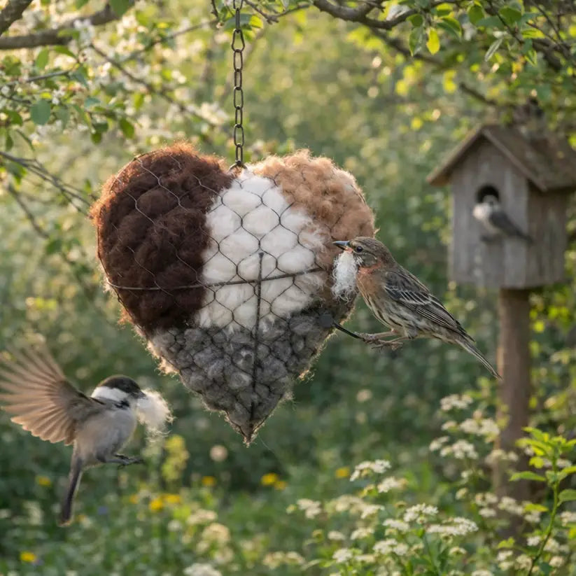 Handmade Alpaca Bird Nesting Heart