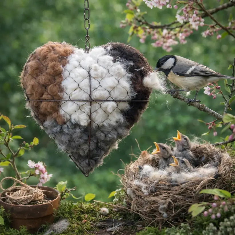 Handmade Alpaca Bird Nesting Heart