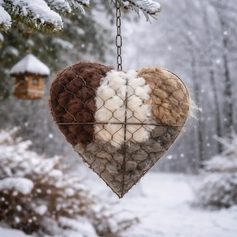 Handmade Alpaca Bird Nesting Heart